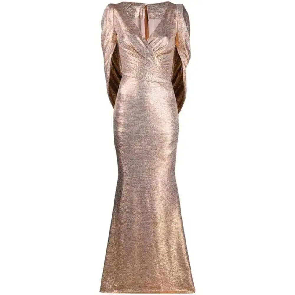 TALBOT RUNHOF Mirrorball Stretch Draped Gown Size 34/4 $1749